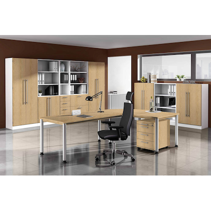 Artikelbild 5 für HAMMERBACHER Aktenschrank Orbis, V7100/W/E/RE weiß, eiche 4 Fachböden 80,0 x 42,0 x 200,4 cm, Artikelnummer 635750