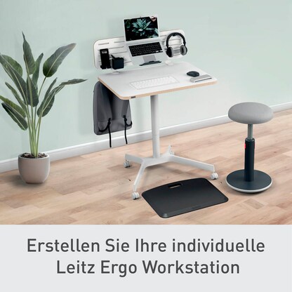 Artikelbild 9 für AKTION: LEITZ Ergo höhenverstellbarer Schreibtisch weiß rechteckig, 4-Fuß-Gestell weiß 80,0 x 60,0 cm mit 15 Euro CashBack, Artikelnummer 408348