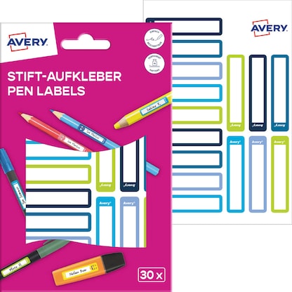 Artikelbild für AVERY Zweckform Stiftetiketten Rahmen, farblich sortiert 10,0 x 50,0 mm, 30 Etiketten, Artikelnummer 588149