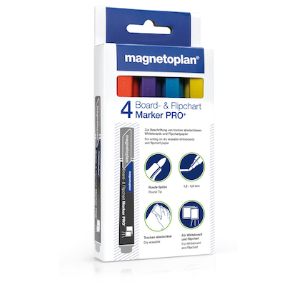 Artikelbild 4 für magnetoplan Pro+ Whiteboard- und Flipchart-Marker farbsortiert 1,5 - 3,0 mm, 4 St., Artikelnummer 846442