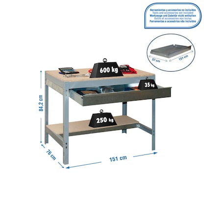 Artikelbild 2 für Simonrack Werkbank SIMONWORK BT0 BOX grau 1 Schublade 151,0 x 76,0 x 84,2 cm, Artikelnummer 358406