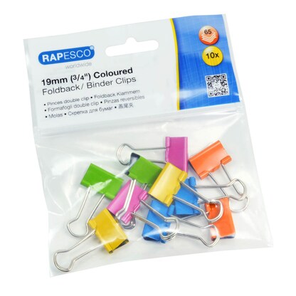 Artikelbild 3 für 10 RAPESCO® Foldbackklammern farbsortiert 19,0 mm, Artikelnummer 716007