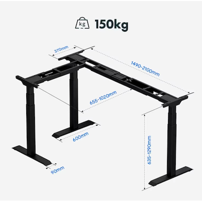 Artikelbild 2 für FlexiSpot E7L elektrisch höhenverstellbares Schreibtischgestell schwarz ohne Tischplatte, T-Fuß-Gestell schwarz 127,5 - 210,0 x 60,0 - 80,0 cm, Artikelnummer 445047
