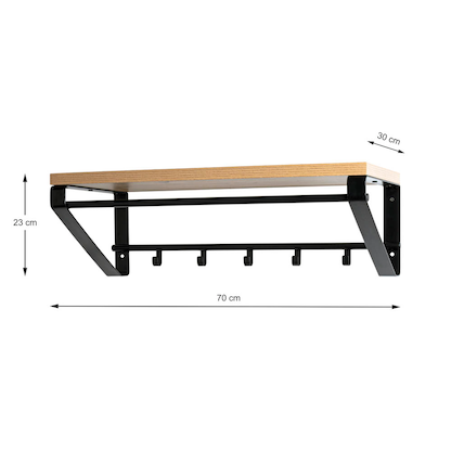 Artikelbild 2 für HAKU Möbel Wandgarderobe 13945 eiche Holz 5 Haken 70,0 x 23,0 cm, Artikelnummer 638431