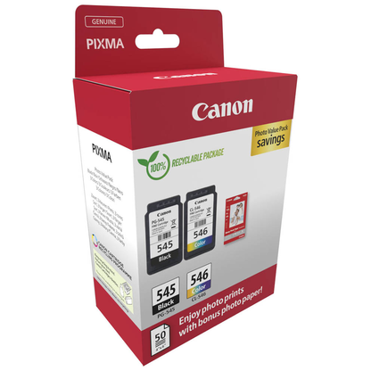 Artikelbild 2 für Canon PG-545/CL-546 schwarz, color Druckköpfe + Fotopapier, 2er-Set, Artikelnummer 143576