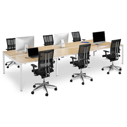 Artikelbild 4 für PAPERFLOW easyDesk Doppelschreibtisch buche rechteckig, 4-Fuß-Gestell weiß 480,0 x 166,0 cm, Artikelnummer 528005