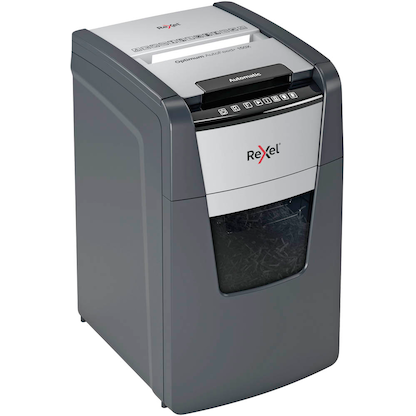 Artikelbild 1 für AKTION: Rexel Optimum AutoFeed+150X Aktenvernichter mit Partikelschnitt P-4, 4 x 28 mm, bis 150 Blatt, schwarz mit 40 Euro CashBack, Artikelnummer 267514