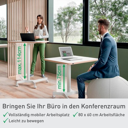 Artikelbild 8 für AKTION: LEITZ Ergo höhenverstellbarer Schreibtisch weiß rechteckig, 4-Fuß-Gestell weiß 80,0 x 60,0 cm mit 15 Euro CashBack, Artikelnummer 408348