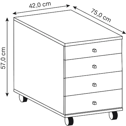Artikelbild 4 für VCM my office Lona Rollcontainer weiß 4 Auszüge 42,0 x 75,0 x 57,0 cm, Artikelnummer 904894