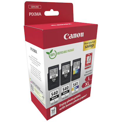 Artikelbild 2 für Canon PG-540Lx2/CL-541XL schwarz, color Druckköpfe + Fotopapier, 3er-Set, Artikelnummer 143598