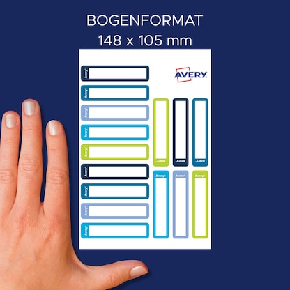 Artikelbild 5 für AVERY Zweckform Stiftetiketten Rahmen, farblich sortiert 10,0 x 50,0 mm, 30 Etiketten, Artikelnummer 588149