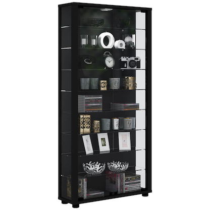 Artikelbild 8 für VCM my home Lumo Maxi Vitrine schwarz 8 Fachböden mit Beleuchtung, Artikelnummer 781551