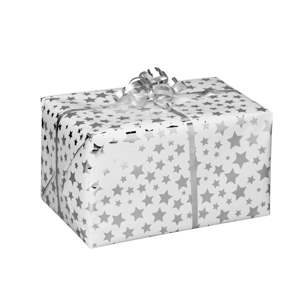 Artikelbild 2 für JUNG SCHÖNER VERPACKEN Geschenkpapier Diadem silber Sterne mehrfarbig, 20,0 m, Artikelnummer 537530