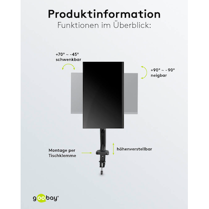 Artikelbild 5 für goobay Monitor-Halterung 58530 schwarz für 1 Monitor, Tischbohrung, Tischklemme, Artikelnummer 557247