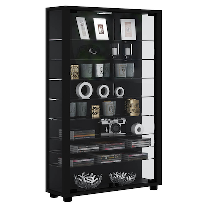 Artikelbild 7 für VCM my home Lumo Mini Vitrine schwarz 8 Fachböden mit Beleuchtung, Artikelnummer 781570