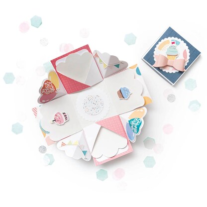 Artikelbild 2 für folia Bastelset Explosionsbox Party 46 tlg. blau, Artikelnummer 192223