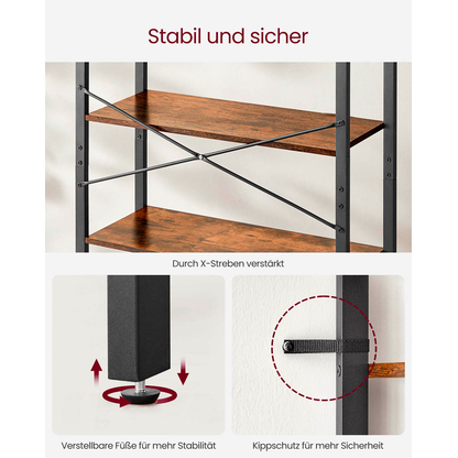 Artikelbild 5 für VASAGLE Bücherregal braun, schwarz 80,0 x 30,0 x 186,0 cm, Artikelnummer 289878