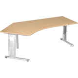 Artikelbild 1 für geramöbel Flex höhenverstellbarer Schreibtisch buche L-Form, C-Fuß-Gestell silber 216,6 x 113,0 cm, Artikelnummer 881560
