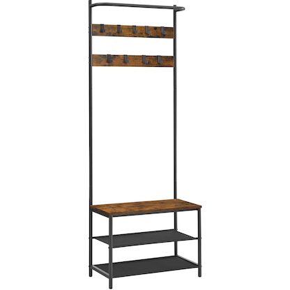 Artikelbild 17 für VASAGLE Garderobenbank mit Haken und Schuhrost HSR411B01 braun, schwarz Metall 64,0 cm, Artikelnummer 438639