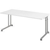 Artikelbild 1 für HAMMERBACHER ZS19 höhenverstellbarer Schreibtisch weiß rechteckig, C-Fuß-Gestell silber 180,0 x 80,0 cm, Artikelnummer 992271