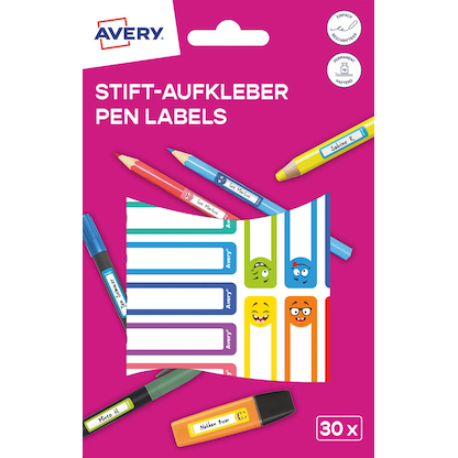 Artikelbild 2 für AVERY Zweckform Stiftetiketten Gesichter, farblich sortiert 50,0 x 10,0 mm, 30 Etiketten, Artikelnummer 588127