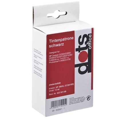 Artikelbild 3 für dots schwarz Druckerpatrone kompatibel zu HP 300XL (CC641EE), Artikelnummer 533521