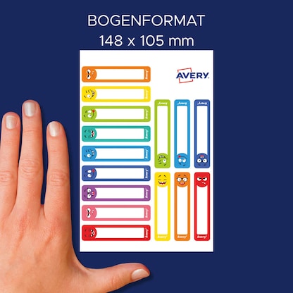 Artikelbild 6 für AVERY Zweckform Stiftetiketten Gesichter, farblich sortiert 50,0 x 10,0 mm, 30 Etiketten, Artikelnummer 588127