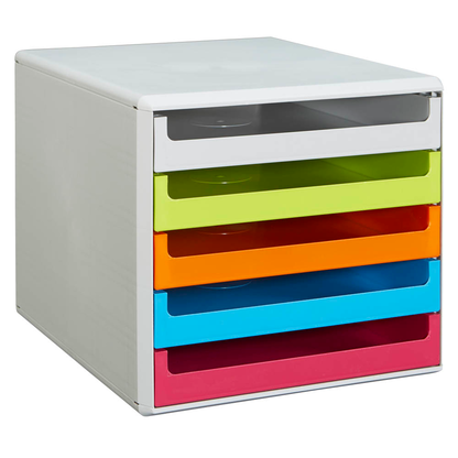 Artikelbild für M&M Schubladenbox grau, grün, orange, blau, rot 30050967, DIN A4 mit 5 Schubladen, Artikelnummer 370522