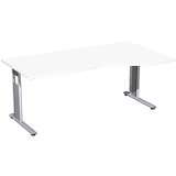 Artikelbild 1 für geramöbel Flex höhenverstellbarer Schreibtisch weiß Trapezform, C-Fuß-Gestell silber 180,0 x 80,0/100,0 cm, Artikelnummer 881990