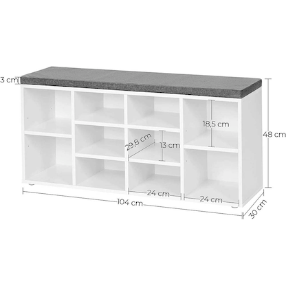 Artikelbild 5 für VASAGLE Schuhbank LHS010W01 weiß, grau Holz 104,0 cm, Artikelnummer 262137