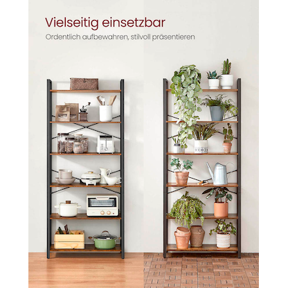 Artikelbild 4 für VASAGLE Bücherregal braun, schwarz 80,0 x 30,0 x 186,0 cm, Artikelnummer 289878