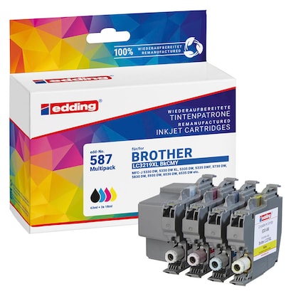 Artikelbild 11 für edding EDD-587 schwarz, cyan, magenta, gelb Druckerpatronen kompatibel zu brother LC-3219XLBK/C/M/Y, 4er-Set, Artikelnummer 346087