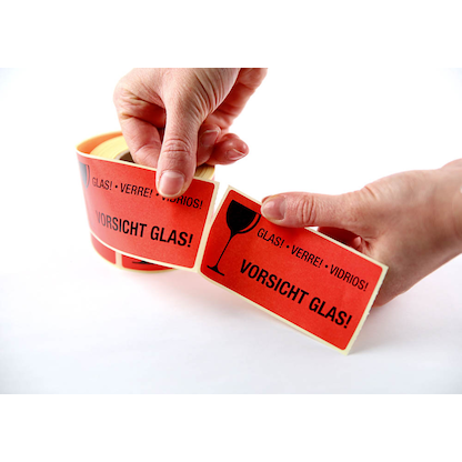 Artikelbild 3 für 250 EICHNER Warnetiketten rot »Vorsicht Glas!« 100,0 x 50,0 mm, Artikelnummer 486544