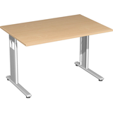 Artikelbild 1 für geramöbel Flex höhenverstellbarer Schreibtisch buche rechteckig, C-Fuß-Gestell silber 120,0 x 80,0 cm, Artikelnummer 880841