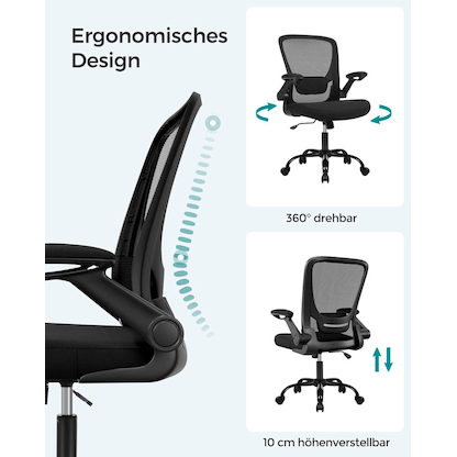 Artikelbild 5 für SONGMICS Bürostuhl, OBN37BKV1 Stoff schwarz, Gestell schwarz, Artikelnummer 260907