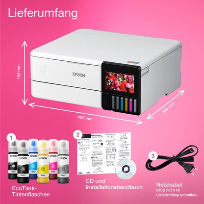 Artikelbild 3 für AKTION: EPSON EcoTank ET-8500 3 in 1 Tintenstrahl-Multifunktionsdrucker weiß mit 80 Euro CashBack, Artikelnummer 454961