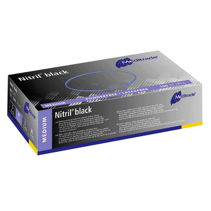 Artikelbild 2 für Meditrade® unisex Einmalhandschuhe Nitril® black schwarz Größe M, 100 St., Artikelnummer 242816