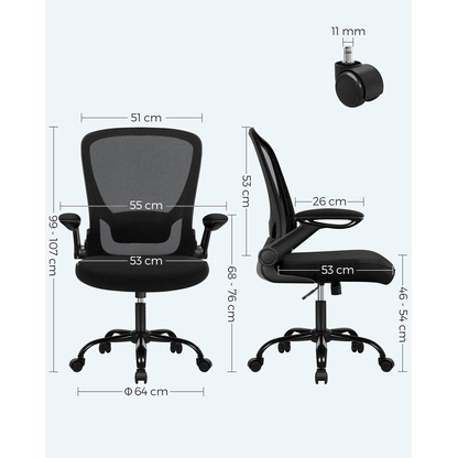 Artikelbild 7 für SONGMICS Bürostuhl, OBN37BKV1 Stoff schwarz, Gestell schwarz, Artikelnummer 260907