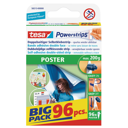Artikelbild 2 für tesa Powerstrips POSTER Klebestreifen für max. 200,0 g 1,5 x 4,5 cm, 96 St., Artikelnummer 570499