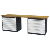 Artikelbild 1 für Simplaflex® Systemeinrichter Werkbank C-Line anthrazit, RAL 7016, lichtgrau, RAL 7035 12 Schubladen 250,0 x 60,0 x 86,0 cm, Artikelnummer 683936