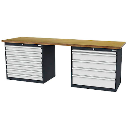 Artikelbild für Simplaflex® Systemeinrichter Werkbank C-Line anthrazit, RAL 7016, lichtgrau, RAL 7035 12 Schubladen 250,0 x 60,0 x 86,0 cm, Artikelnummer 683936