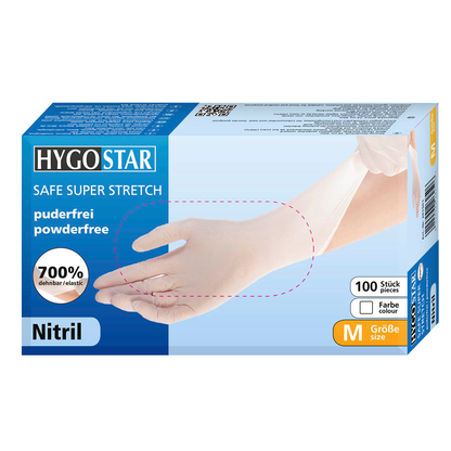 Artikelbild 11 für HYGOSTAR unisex Einmalhandschuhe SAFE SUPER STRETCH weiß Größe M, 100 St., Artikelnummer 291075