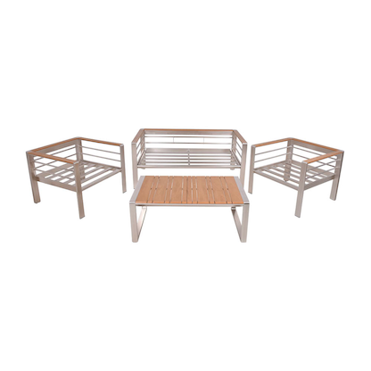 Artikelbild 2 für Garden Pleasure Loungegruppe FLORENCE hellgrau, braun Metall, 4-teilig, Artikelnummer 544183