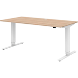 Artikelbild 1 für röhr direct.office elektrisch höhenverstellbarer Schreibtisch sonoma-eiche rechteckig, T-Fuß-Gestell weiß 160,0 x 70,0 cm, Artikelnummer 468054