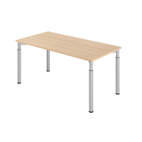 Artikelbild 1 für HAMMERBACHER YS16 höhenverstellbarer Schreibtisch eiche rechteckig, 4-Fuß-Gestell silber 160,0 x 80,0 cm, Artikelnummer 999437