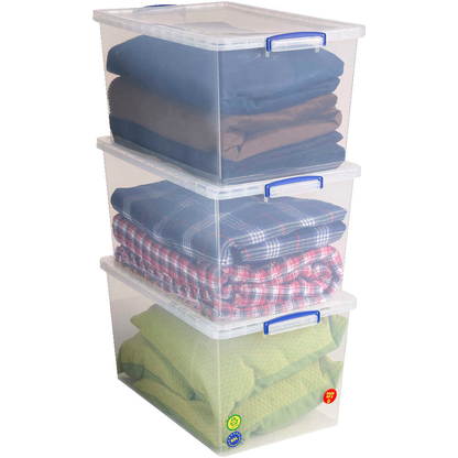 AKTION: Really Useful Box Aufbewahrungsboxen 3x 83,0 l transparent 44,0 x 69,5 x 36,8 cm, 3 St