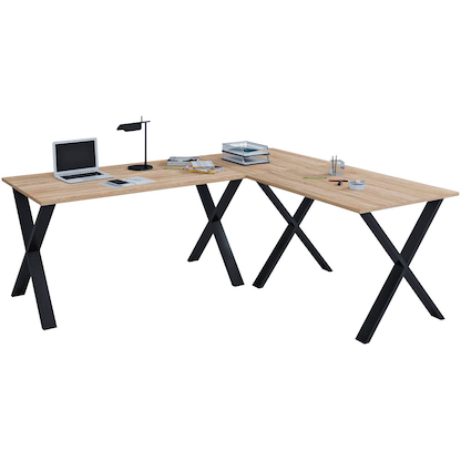 Artikelbild 6 für VCM my office Lona Schreibtisch sonoma-eiche rechteckig, X-Fuß-Gestell schwarz 110,0 x 80,0 cm, Artikelnummer 973727