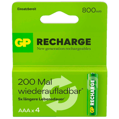 Artikelbild 3 für 4 GP Akkus Recharge Mignon AAA 800 mAh, Artikelnummer 723399