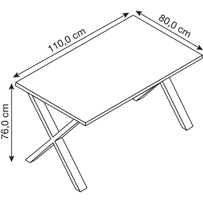 Artikelbild 2 für VCM my office Lona Schreibtisch weiß rechteckig, X-Fuß-Gestell silber 110,0 x 80,0 cm, Artikelnummer 906091