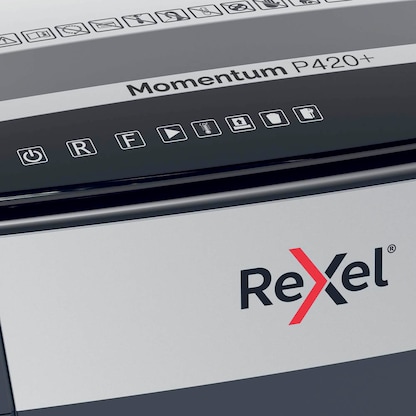 Artikelbild 12 für AKTION: Rexel Momentum P420+ Aktenvernichter mit Partikelschnitt P-4, 4 x 35 mm, bis 20 Blatt, grau mit 25 Euro CashBack, Artikelnummer 255689